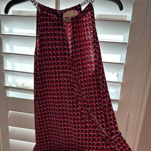 MICHAEL Michael Kors Red and Black Asymmetrical A-Line Top